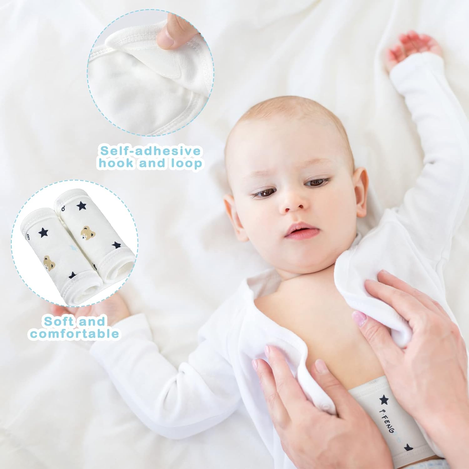 8 Pcs Cartoon Cotton Baby Infant Umbilical Cord Belly Bands Baby Belly Protector Baby Belly Button Band Baby Bellies Umbilical Hernia Belt Soft Newborn Navel Belt for 0-12 Months Babies, 4 Styles - Image 3